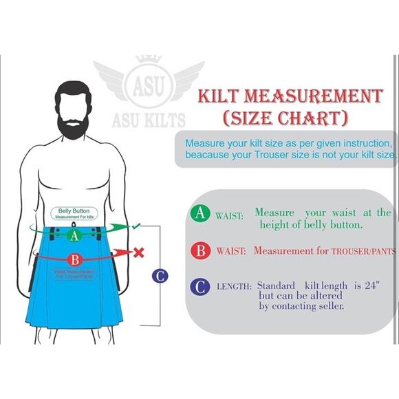 ASU KILTS-Modern Hybrid Utility Cotton & Tartan Kilts for Men Size 40 A1 - Picture 7 of 7